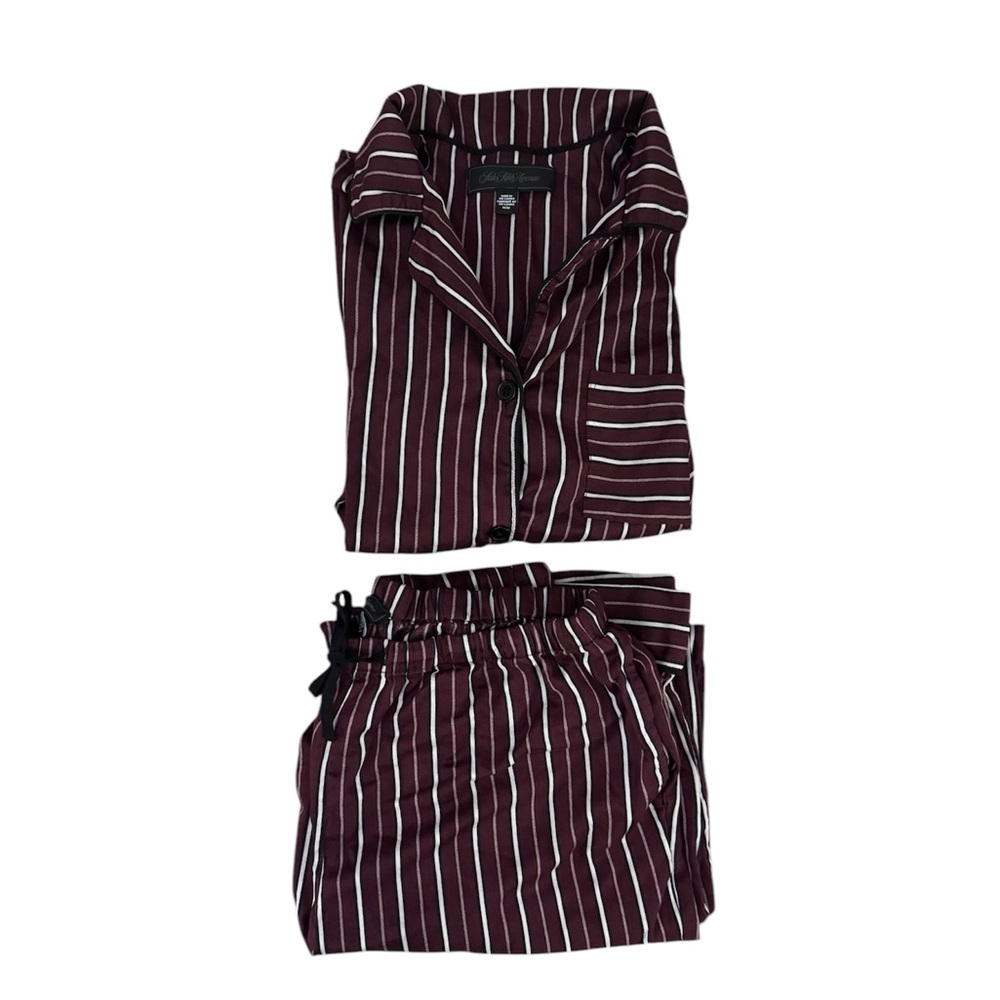 Saks Fifth Avenue Burgundy Striped Pajama Set